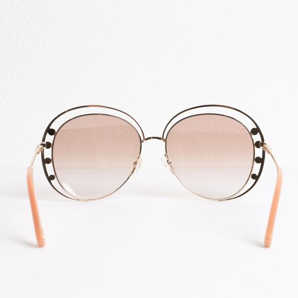 CHLOE Delilah Double Rimmed Gradient Sunglasses, Gold + Pink Frames - Picture 10 of 15